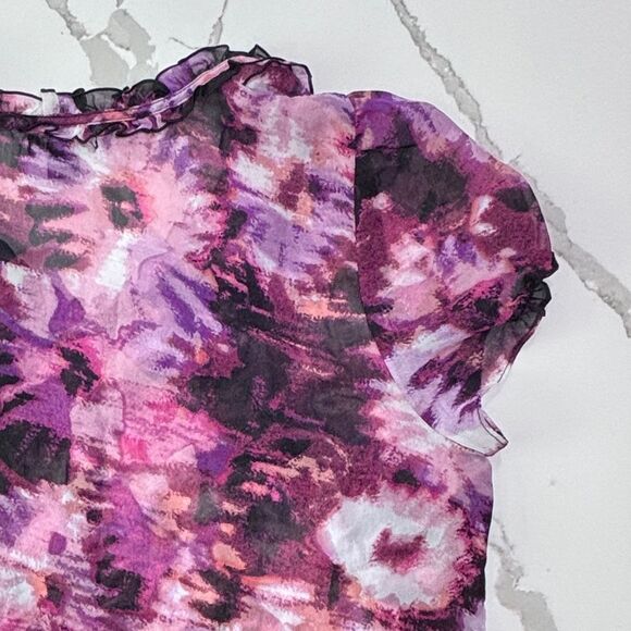 East 5th | Floral Vintage Women’s Sheer Blouse Small Pink Office Work Sh… - Picture 8 of 14